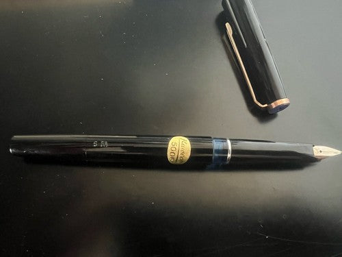 🔴 KAWECO penna stilografica 500F nera pistone oblò azzurro vintage 1970 SCRIVE