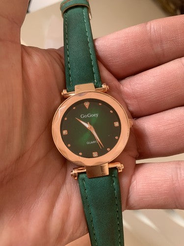 🔴 Orologio donna GOGOEY verde smeraldo e placcato oro rosa movimento al quarzo
