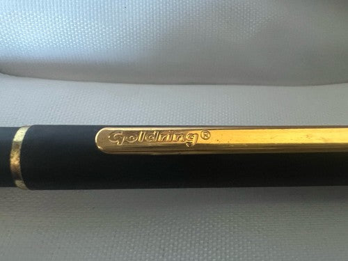 🔴 GOLDRING penna sfera lacca nera opaca profili dorati scrive prodotta Germania