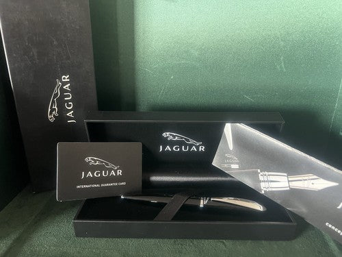 🔴 JAGUAR penna sfera lacca nera profili cromati garanzia ed astucci NUOVA