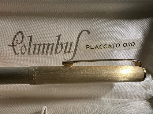 🔴 COLUMBUS penna sfera PLACCATA ORO scrive perfettamente con scatola vintage