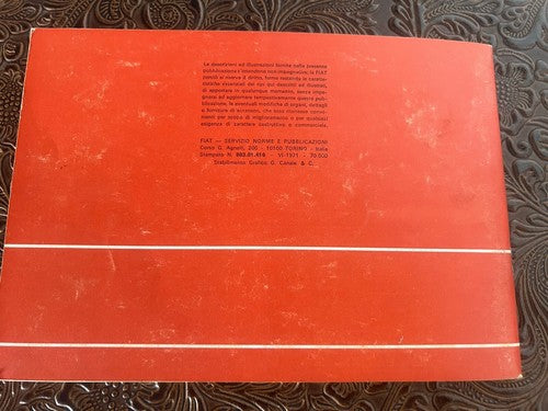 Fiat 128 Bedienungsanleitung, Gebrauchs- und Wartungsheft, italienisches Original, Vintage 
