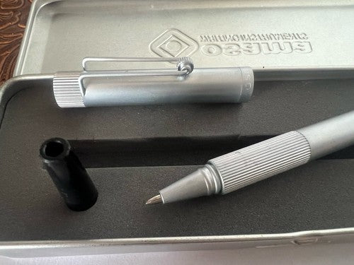 🔴 OSAMA penna sfera roller alluminio con scatola e contro scatola