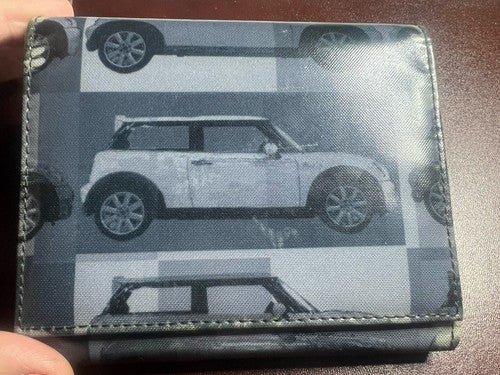 🔴 MINI portafoglio unisex GRIGIO logo auto da collezione vintage