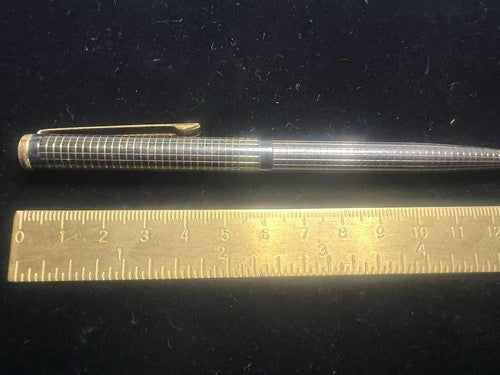 🔴 GOLDRING penna sfera lacca quadretti profili dorati scrive Germania vintage