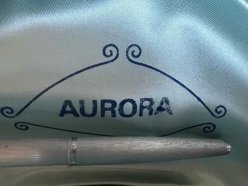Aurora Stylo-Plume Sphère Satin Chrome Écrit Avec Trousse Vintage