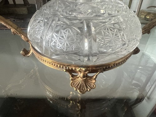 Porte- Parfum Cristal Essenza Porte- Huile Vinaigre Table Piédestal Vintage
