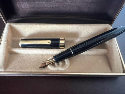 🔴 GUCCI black resin cartridge fountain pen, M nib, case, warranty 
