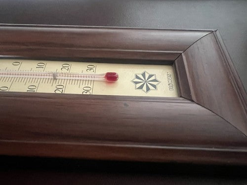 🔴 Mechanisches Holzthermometer ohne Kabel und Batterien mit Glaskolben zur Wandmontage 