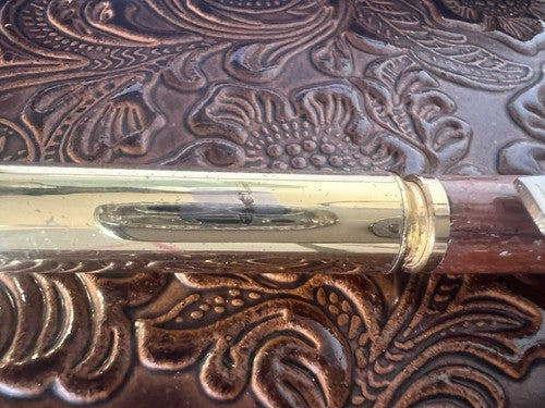 Red Ballpoint Pen RAIN HUNTER Metal And Wood With Vintage Cartridge
