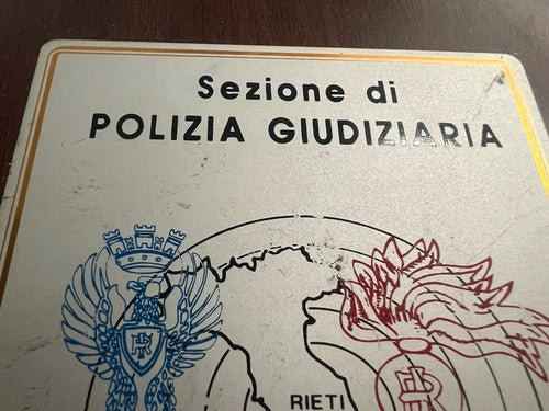 🔴 Wappen der Justizpolizei, Schild aus poliertem Holz und Metall, H 23