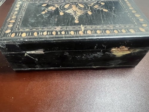 🔴 Scatola legno INTARSIO cofanetto con serratura 19x11,5 altezza 6 cm vintage