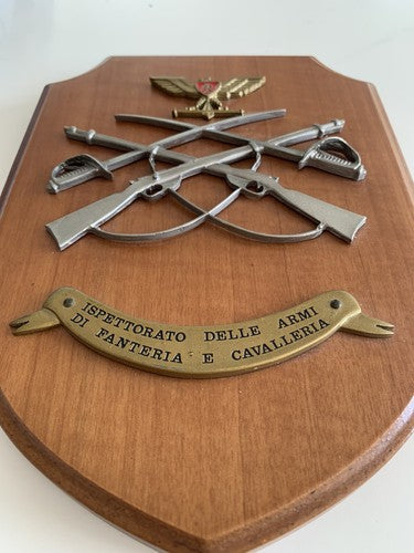🔴 CREST MILITARE scudo legno vintage Ispettorato Armi Di Fanteria E Cavalleria