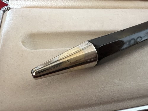 Delta Stylo-Plume Sphère Marbré Facettes Et Argent 925 Écrit Avec Boîte 