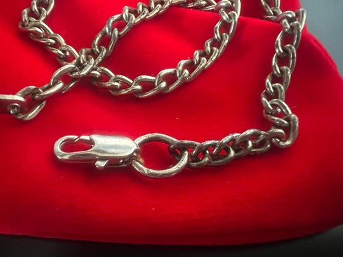 🔴 CATENA orologio tasca cromata con moschettone Lunghezza 34,5 cm VINTAGE