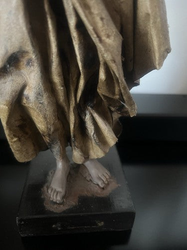 🔴 Statua scultura CARTAPESTA firmata CECILIA POLITO dama Firenze 11x11 h 42 cm
