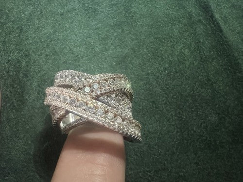 🔴 Anello donna ARGENTO 925 con pietre giri di ONDE EFFETTO DIAMANTI a balzi