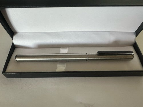 🔴 PELIKAN Chrom-Füllfederhalter mit schwarzem Clip und Tintenpatrone schreibt im Vintage-Stil 
