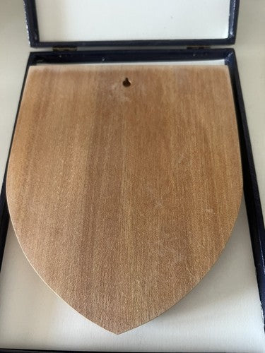 Military Crest Fuel Depot GC, Wooden Shield Metal Emblem, Vintage