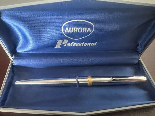 Aurora Stylo-Plume Sphère À Scattol Chrome Écrit Avec Trousse Vintage
