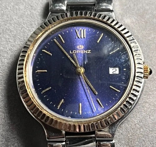 🔴 LORENZ orologio uomo quarzo 14560 acciaio e laminato con scatola RARO vintage