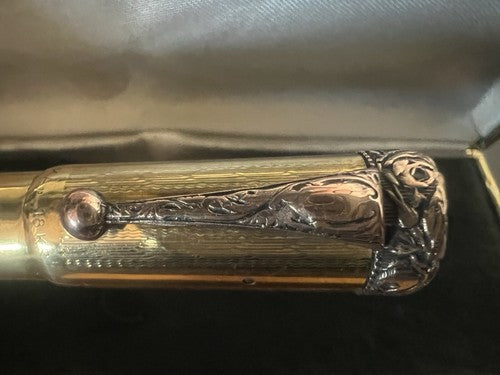 🔴 AMERIKA penna stilografica retrattile con bassorilievi pen ORO scrive vintage