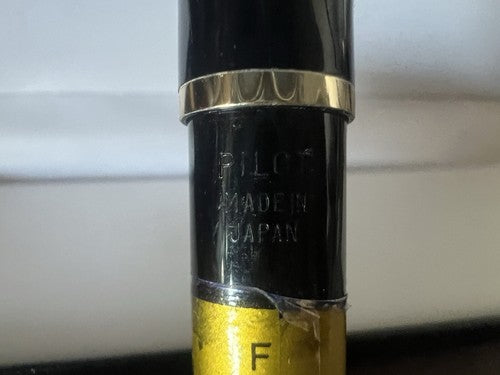 🔴 PILOT penna stilografica nera pennino F profili dorati scrive vintage 1970