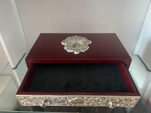 🔴 Portagioie cofanetto ARGENTO 925 legno cofanetto scrigno astuccio 4