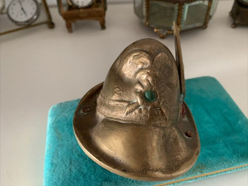 🔴 ALPINE Briefbeschwerer, massive Bronzeskulptur, dreidimensionale Vintage-Schreibtischfigur 