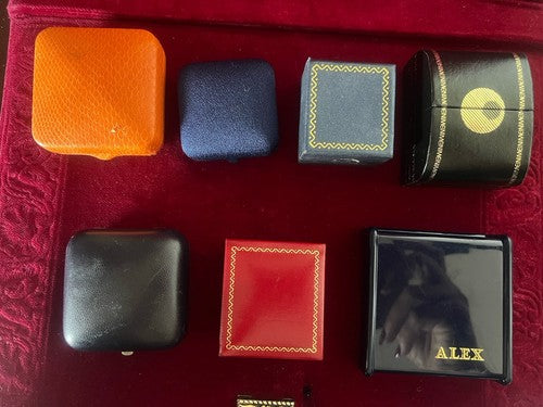 🔴 Scatole orecchini astucci custodie gioiello lotto 7 PEZZI vintage