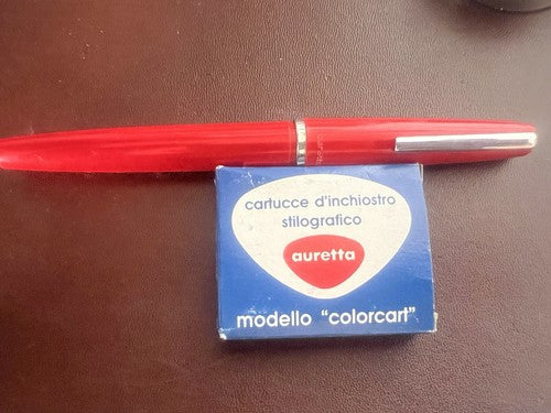 Auretta Stylo-Plume Stylo à Plume von Aurora Rouge und Cartouches Vintage 1970 