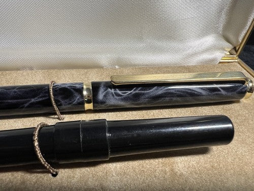 Columbus Stylo-Plume Stylo à Plume Laque Noir Gris Marbré Cartouche Écrit 