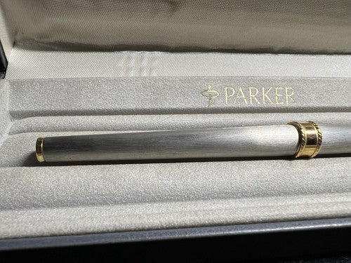 🔴 PARKER penna sfera roller MS Emilio Pucci cromata satinata profili laminati