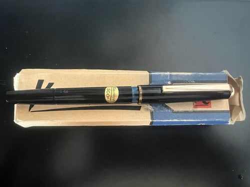 🔴 KAWECO penna stilografica 500F nera pistone oblò azzurro vintage 1970 SCRIVE