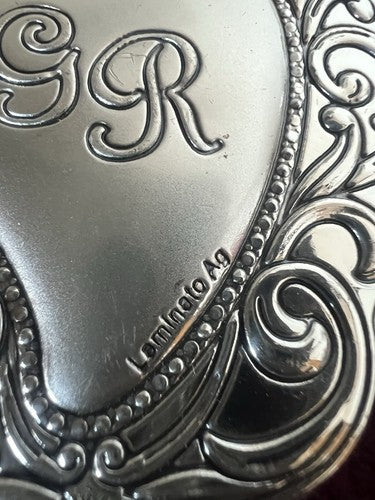 🔴 Ex voto Cuore laminato argento 15 X 11 Grazia Ricevuta velluto rosso vintage