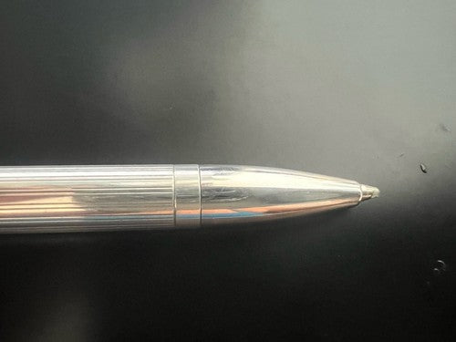 🔴 Penna sfera ARGENTO 925 MASSICCIO 925 righe pulsante a scatto scrive vintage