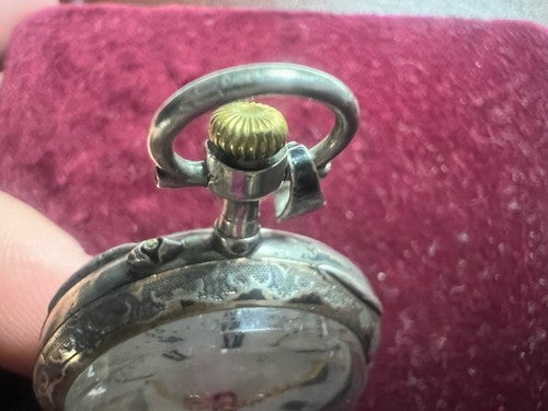 Montre Poche Argent 800 Femme Levier-Dos Manuel Fonctionne Vintage 1920