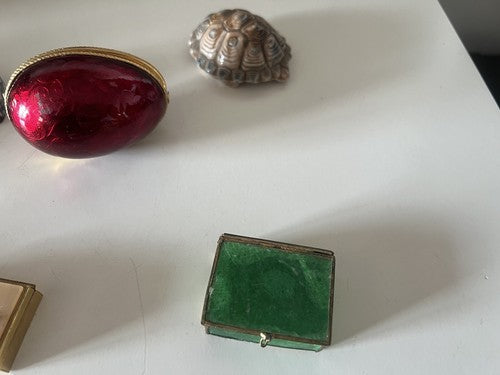 🔴 Scatole cofanetti scatoline ottone e vetro metallo e fabergè vintage