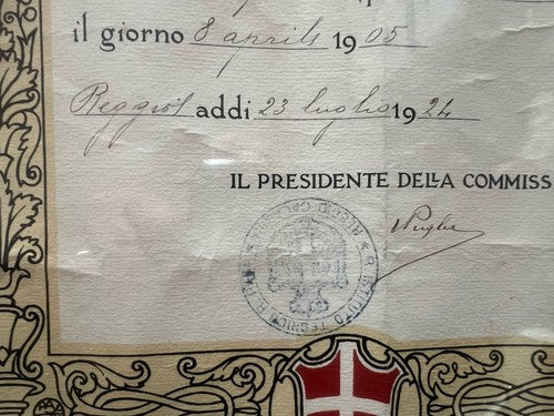 Diploma Appraiser Ragioniere With Stamp Stamps And Votes 23 July 1924