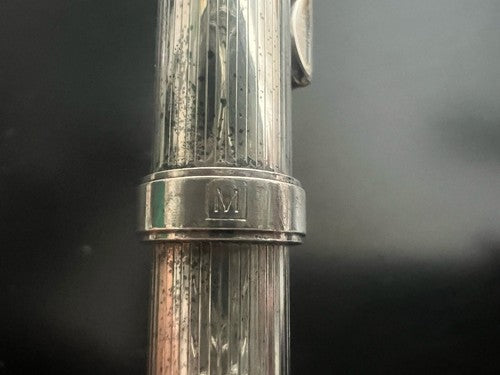 🔴 NOVA penna sfera placcata argento mille righe meccanismo a rotazione scrive