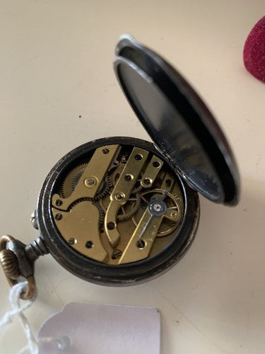 Montre Poche Français Remontage Manuel Cadran Céramique Fonctionne Antique 