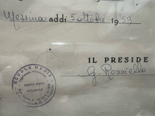 Diplôme École Moyenne Avec Timbre Tampons Et Torchon 5. Oktober 1959 