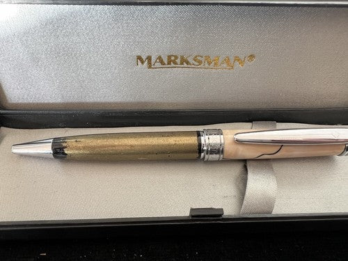 Marksman Stylo-Plume Sphère Bicolore Marbré Profils Chrome Écrit Avec Boîte