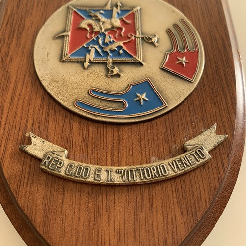 🔴 Militärwappen Holzschild C.do und Transmissions Vittorio Veneto 
