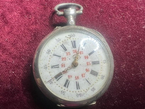Montre Poche Argent 800 Femme Levier-Dos De Examen Pièces Style Vintage 