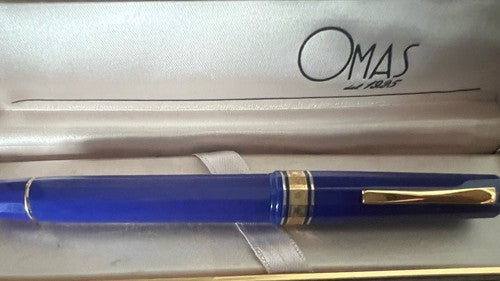 Grand-Mère Stylo-Plume Sphère Extra Résine Bleu Paysage Europeenne 1992 Limité