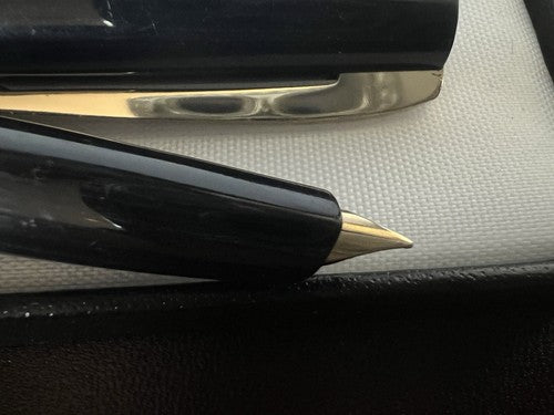 🔴 PILOT penna stilografica nera pennino F profili dorati scrive vintage 1970