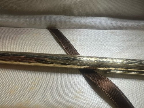 🔴 LALEX penna sfera corpo placcato oro cesellato italiana scrive vintage