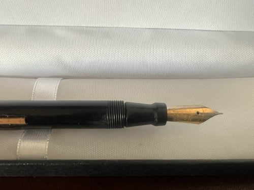 Waltham Pen Fountain Pen Celluloid Black Lever Marking Vintage 1930