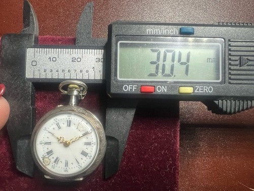 🔴 Orologio tasca ARGENTO 800 donna monachina manuale funziona vintage 1920